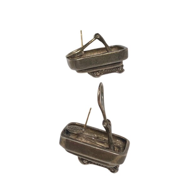 Vin Sterling Silver Alligator Earrings Marks B. Kieselstien Cord 1991 Moon Star - Picture 4 of 6